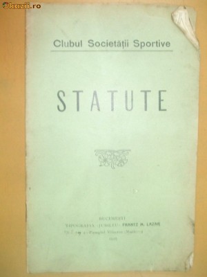 Statut Clubul Soc. sportive Bucuresti 1907 foto