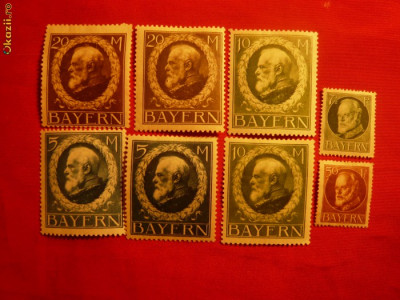 Serie Uzuale Bavaria 1914-1919 ,8 val cu sarniera foto