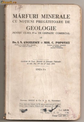 (C66) MARFURI MINERALE DE ANGHELESCU SI POPOVICI foto