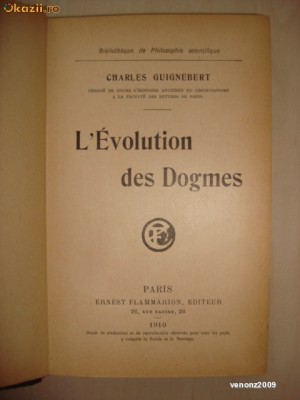 CHARLES GUIGNEBERT - L&amp;#039;EVOLUTION DES DOGMES {1910} foto