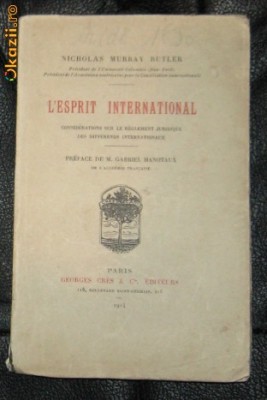 N Murray Butler L&amp;#039;esprit international Paris 1914 foto