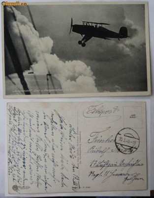 Circulatie militara germana rara , 1940 , stampila oarba , avion , aviatie foto