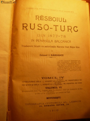 Razboiul Ruso-Turc 1877 in Pen.Balcanica vol.4si5- 1910 foto