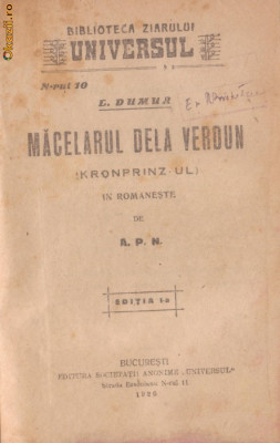 L.Dumur / Macelarul de la Verdun (editia I,1926,2 volume) foto