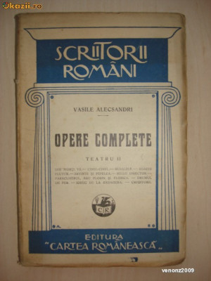 VASILE ALECSANDRI - OPERE COMPLETE * TEATRU volumul 2 {1928} foto