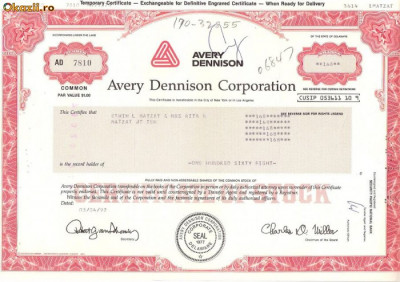 217 Actiuni SUA -Avery Dennison Corporation -seria AD 7810 foto