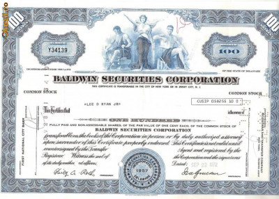 224 Actiuni SUA -Baldwin Securities Corporation -seria Y34139 foto