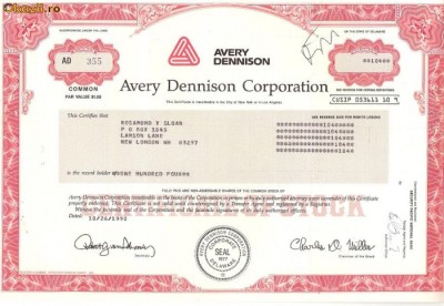 216 Actiuni SUA -Avery Dennison Corporation -seria AD 355 foto