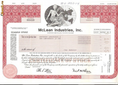 245 Actiuni -McLean Industries, Inc.-seria 00659 foto