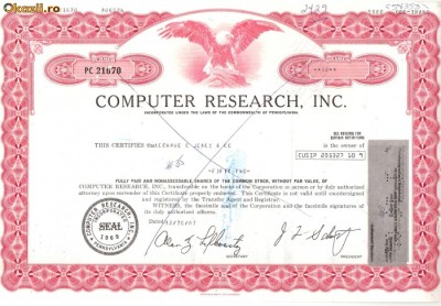 332 Actiuni -COMPUTER RESEARCH, INC. -seria PC 21670 foto