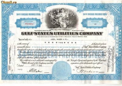 323 Actiuni -GULF STATES UTILITIES COMPANY-seria PO2682 foto