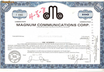 242 Actiuni MAGNUM COMMUNICATIONS CORP.-seria J 2361 foto