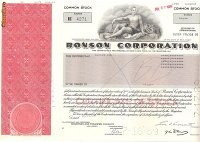 350 Actiuni -RONSON CORPORATION -seria RC 4271 foto
