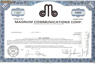 241 Actiuni MAGNUM COMMUNICATIONS CORP.-seria J 3347 foto