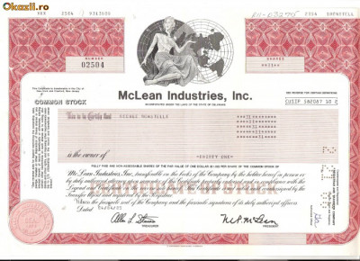 248 Actiuni -McLean Industries, Inc.-seria 02504 foto