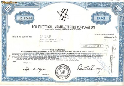 327 Actiuni -ECO ELECTRICAL MANUFACTURING CORPORATION foto