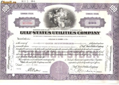 281 Actiuni -GULF STATES UTILITIES COMPANY-seria BC12206 foto