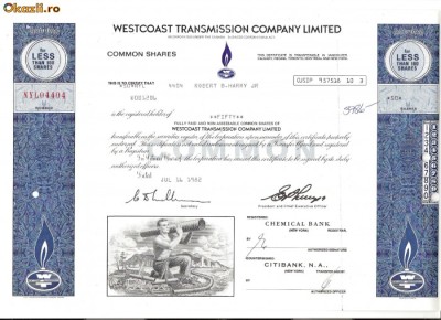 280 Actiuni -WESTCOAST TRANSMISSION COMPANY LIMITED foto