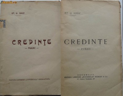 Stefan Octavian Iosif , Credinte , 1927 , Editura Alcalay foto