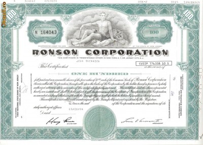 439 Actiuni - RONSON CORPORATION -seria N 164043 foto