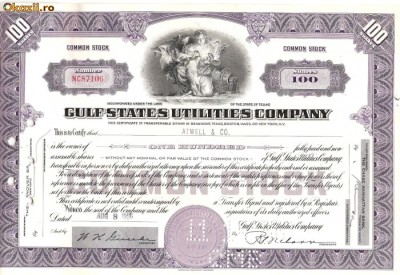 362 Actiuni -GULF STATES UTILITIES COMPANY-seria NC87106 foto