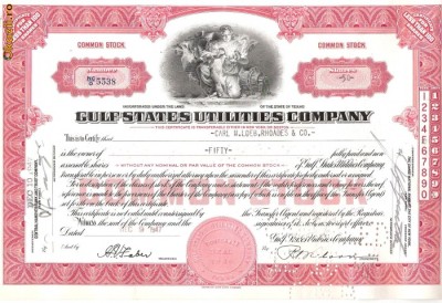 373 Actiuni -GULF STATES UTILITIES COMPANY-seria NC/O5538 foto
