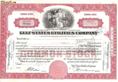 376 Actiuni -GULF STATES UTILITIES COMPANY-seria NC/O3059 foto