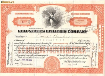 377 Actiuni -GULF STATES UTILITIES COMPANY-seria 4847(1931) foto