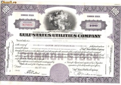353 Actiuni -GULF STATES UTILITIES COMPANY-seria NC74425 foto