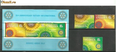 Antilele Olandeze - ROTARY INTERNATIONAL, colita si serie nestampilata K131 foto