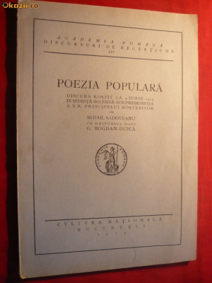 Mihail Sadoveanu -Discurs de Receptie in Academia Romana - 1923 foto