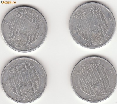 LOT 4 MONEDE 1000 LEI 2001-2002-2004 - MKB 021 foto