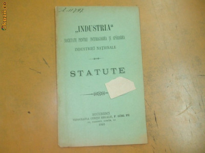 Statute Soc. ,,Industria&amp;quot; Buc. 1891 foto