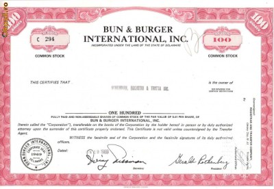 481 Actiuni - Bun &amp;amp;amp; Burger International, Inc. -seria C 294 foto