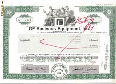502 Actiuni -GF Business Equipment, Inc. -seria NX 2535 foto