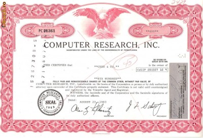 549 Actiuni -COMPUTER RESEARCH, INC. -seria PC 21361 foto