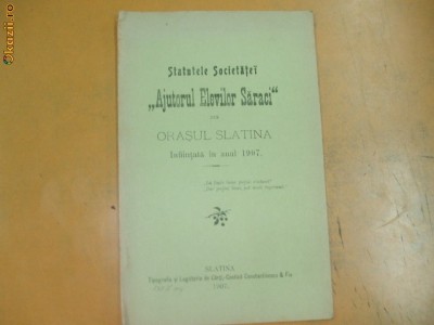 Statute Soc. lucratori tapiteri Bucuresci 1902 foto
