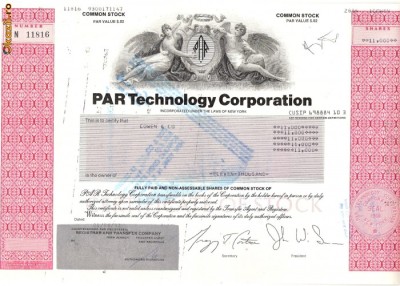 488 Actiuni - PAR Technology Corporation -seria N 11816 foto