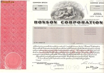 474 Actiuni - RONSON CORPORATION -seria RC 1560 foto