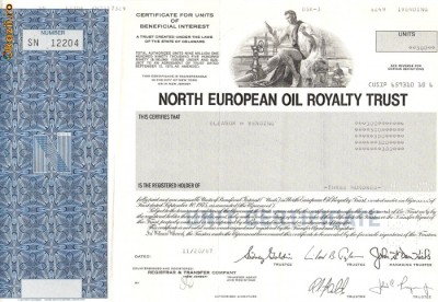 632 Actiuni -North European Oil Royalty Trust -seria SN 12204 foto