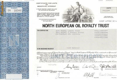 630 Actiuni -North European Oil Royalty Trust -seria SN 16046 foto