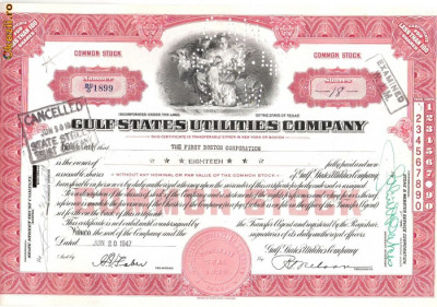 673 Actiuni -Gulf States Utilities Company -seria NC/O 1899(fiscale) foto