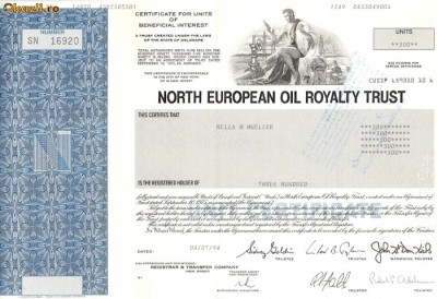 620 Actiuni -North European Oil Royalty Trust -seria SN 16920 foto