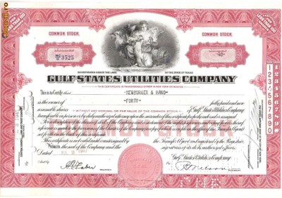 654 Actiuni -Gulf States Utilities Company -seria NC/O 3525 foto