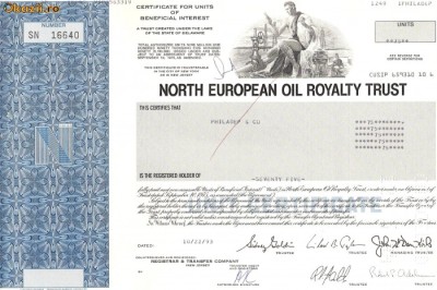 619 Actiuni -North European Oil Royalty Trust -seria SN 16640 foto