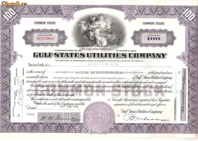 698 Actiuni -Gulf States Utilities Company -seria NC87999(fiscale) foto