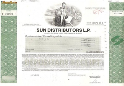 553 Actiuni -SUN DISTRIBUITORS L.P. -seria B 39070 foto