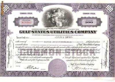 699 Actiuni -Gulf States Utilities Company -seria NC32595(fiscal) foto