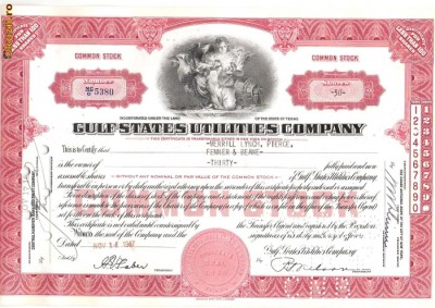 656 Actiuni -Gulf States Utilities Company -seria NC/O 5380 foto