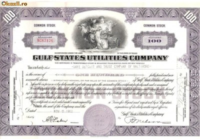 687 Actiuni -Gulf States Utilities Company -seria NC67126 foto